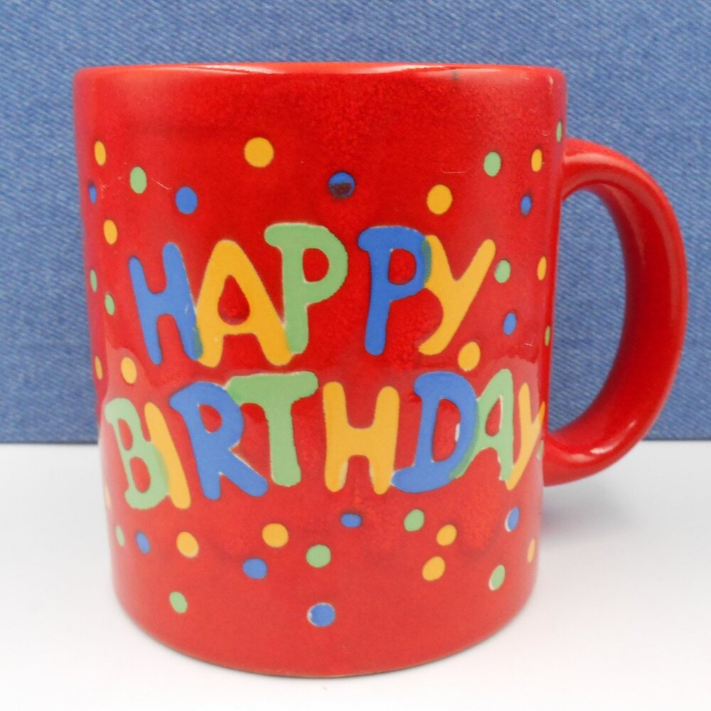VINTAGE WAECHTERSBACH CONFETTI HAPPY BIRTHDAY COFFEE MUG CUP MADE IN GERMANY